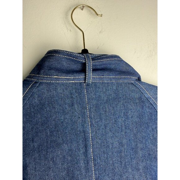 Psophia NWOT Denim Mini Dress Flower Brooch Size XS Luxury Designer Retro - Picture 6 of 13